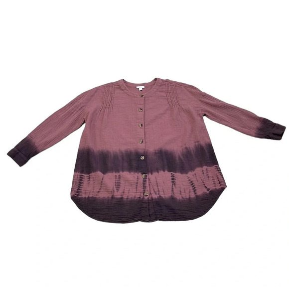 Pure Jill Button Up Tunic Blouse Ombre Red Purple Size Large L - Picture 4 of 16